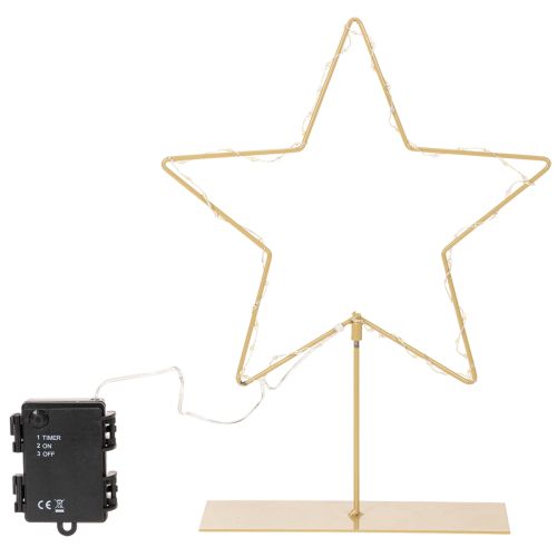 Stjerne med 50 LED'er, metalborddekoration, batteridrevet, til indendørs brug, 33 cm | Floristik24.dk