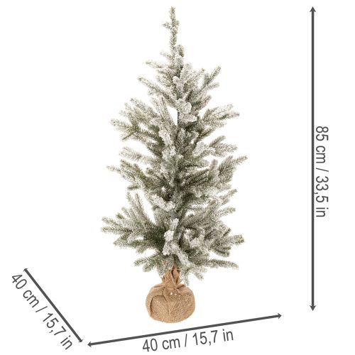 Kunstigt juletræ med sne i jutepose, 40 LED'er, til indendørs brug, 85 cm | Floristik24.dk