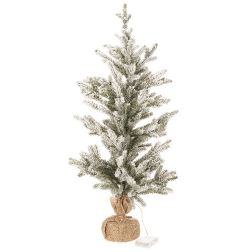 Kunstigt juletræ med sne i jutepose, 40 LED'er, til indendørs brug, 85 cm | Floristik24.dk