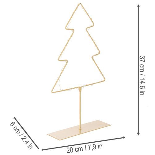 Juletræssilhuet med 60 varmt hvide LED'er til indendørs borddekoration, 37 cm | Floristik24.dk