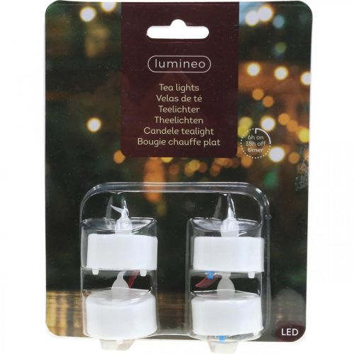 Artikel Flammeeffekt LED fyrfadslys Kunstige stearinlys med timer Varm hvid Ø3,6 cm Sæt med 4 stk.