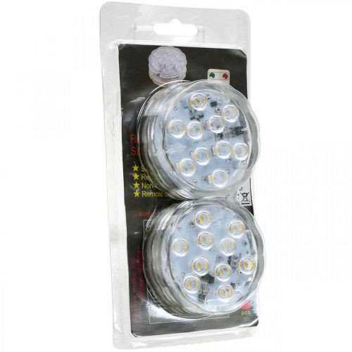 Artikel Undervands LED lys med fjernbetjening varm hvid 2 stk