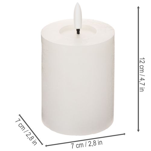 LED-søjlelys, flimrende, med timer, Ø7 cm, 12 cm | Floristik24.dk