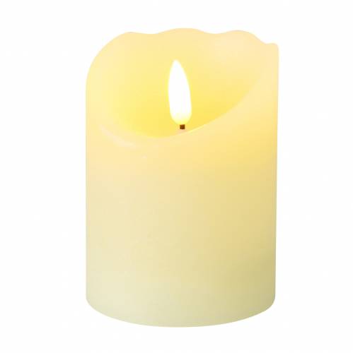 Floristik24 LED ægte voks lys elfenben, varm hvid flamme effekt timer batteridrevet Ø7,5 H10cm