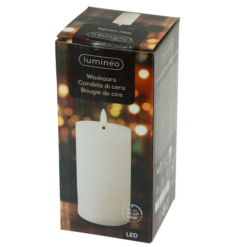 Floristik24 LED stearinlys timer ægte voks hvid rustikt look Ø7cm H15cm