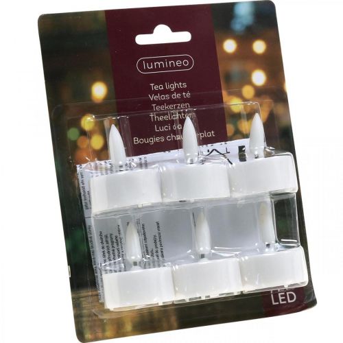 Floristik24 Varme hvide LED fyrfadslys Flammeeffekt LED-lys Kunstige stearinlys Ø3,6 cm Sæt med 6 stk.