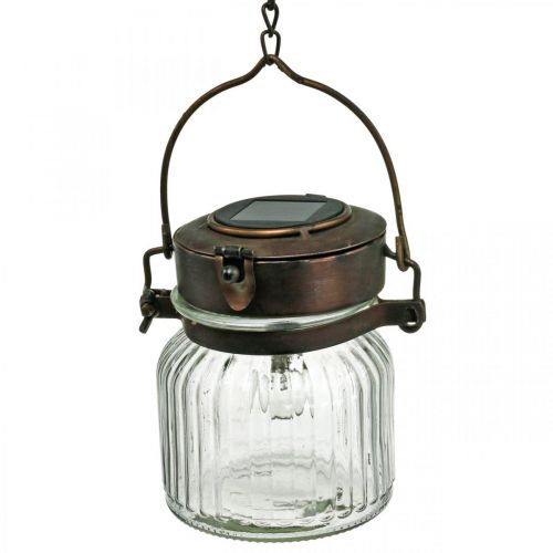LED-lanterne, hængende lampe, sollys i glasset Ø11cm H14cm