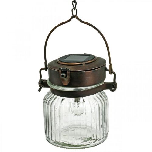 Floristik24 LED-lanterne, hængende lampe, sollys i glasset Ø11cm H14cm