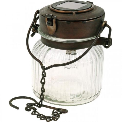 Floristik24 LED-lanterne, hængende lampe, sollys i glasset Ø11cm H14cm