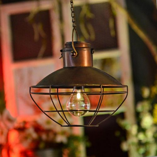 Floristik24 LED-hængelampe, rustik pendel, soldrevet Ø24,5cm H24cm