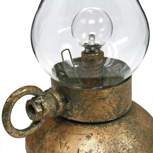 Floristik24 Antik dekorativ lampe, messingfarvet LED lys, vintage look H19cm B13,5cm