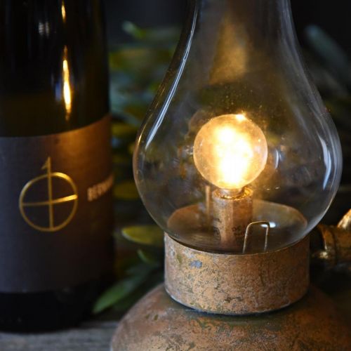 Floristik24 Antik dekorativ lampe, messingfarvet LED lys, vintage look H19cm B13,5cm