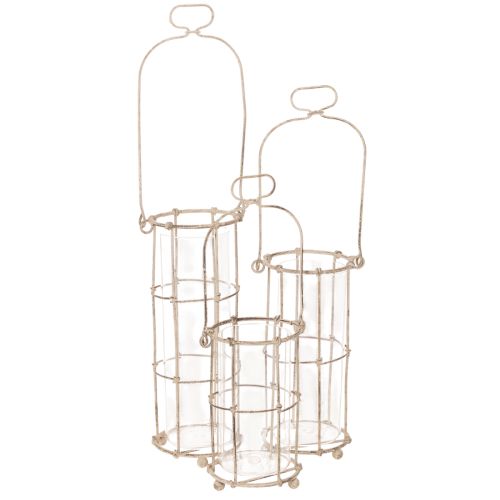Havelanterne, metalvindlampe Ø8,5 cm H23/18,5/14,5 cm 3-delt sæt