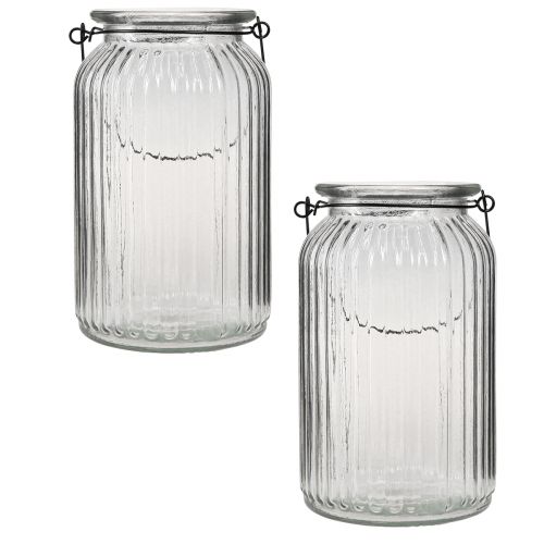 Artikel Lanterne glaslanterne til ophængning af håndtag H18cm 2stk