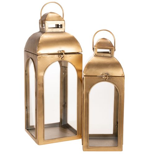 Lanterne metal glas metal messing look H50cm sæt med 2 købe | Floristik24.dk