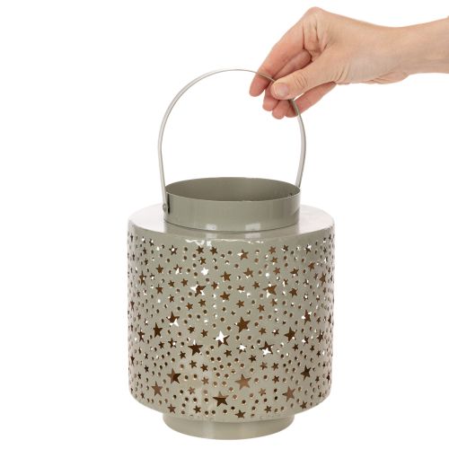 Lanterne med stjernemønster, metal, grøn, 31 cm | Floristik24.dk