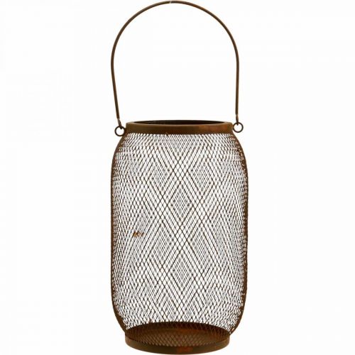 Artikel Dekorativ lanterne med håndtag metal rust look Ø17cm H28,5cm