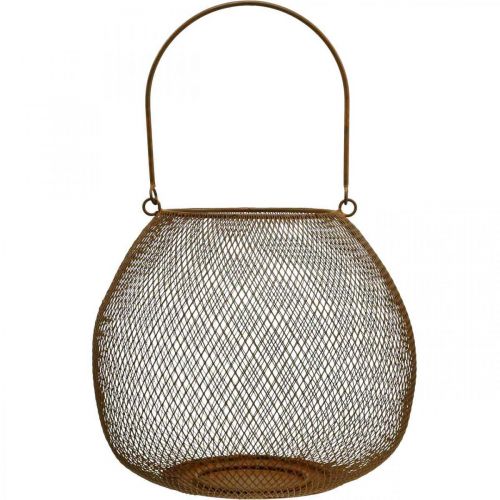 Artikel Dekorativ lanterne med håndtag metal rust look Ø26cm H22cm