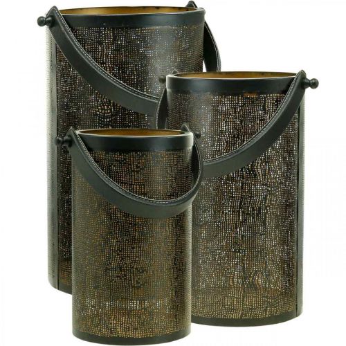 Artikel Dekorative lanterner, lanterne metal hulmønster H35,5/31/25 cm sæt af 3