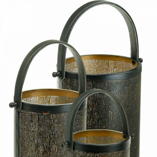 Artikel Dekorative lanterner, lanterne metal hulmønster H35,5/31/25 cm sæt af 3