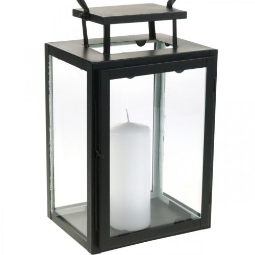 Floristik24 Dekorativ lanterne sort metal, rektangulær glas lanterne 19x15x30,5cm