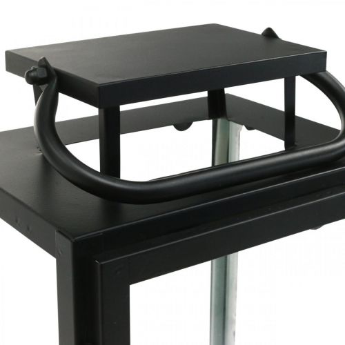 Floristik24 Dekorativ lanterne sort metal, rektangulær glas lanterne 19x15x30,5cm