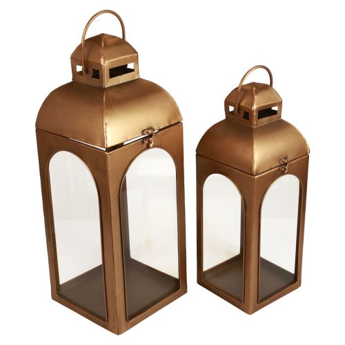 Lanterne metal glas metal messing look H50 cm sæt med 2