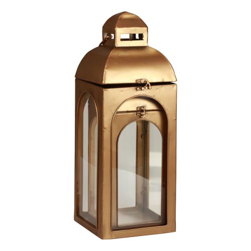 Artikel Lanterne metal glas metal messing look H50 cm sæt med 2