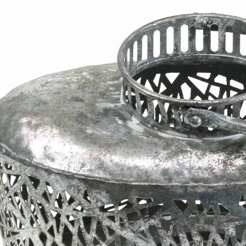 Floristik24 Lanterne oval antik look metal sølv 15×28cm H19cm