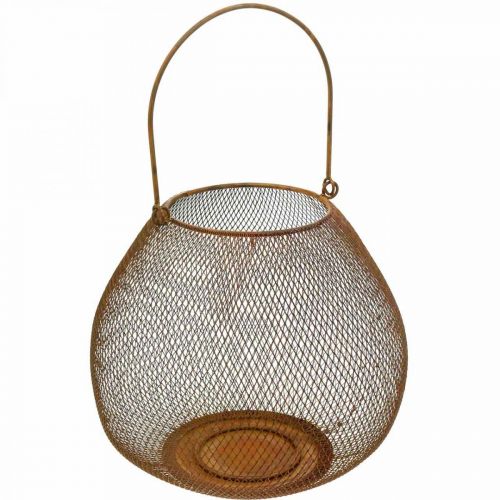 Floristik24 Metallygte med gitterristborddekoration Ø26cm H20cm
