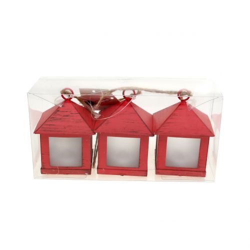 Floristik24 Lanterne med lys rød 6cm x 6cm 3stk