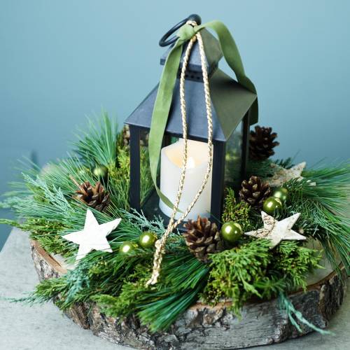 Floristik24 Lanterne med LED stearinlys sort 10,5×24cm