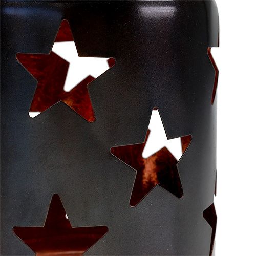 Artikel Lanterne med stjernemønster sort-kobber Ø10cm H13,5cm