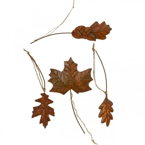 Efterårsdekoration blade metal rust look L20cm 4stk