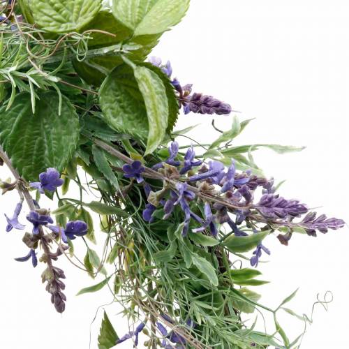 Artikel Middelhavs lavendel krans Ø50cm, kunstig blomsterkrans med lavendel og rosmarin