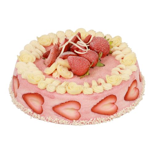 Floristik24 Maddummy, kunstig kage jordbærcreme Ø23cm H9,5cm