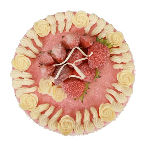 Floristik24 Maddummy, kunstig kage jordbærcreme Ø23cm H9,5cm