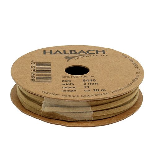 Floristik24 Læderrem matte lysebrun 3mm 10m