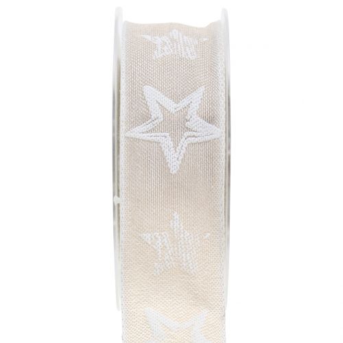 Floristik24 Dekorativt bånd lavet af jute med stjernemotiv creme 40mm 15m