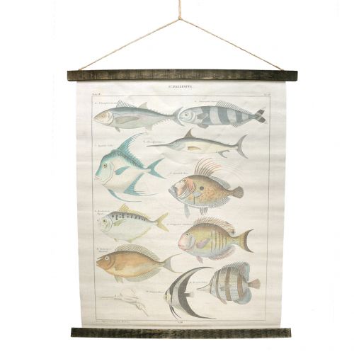 Floristik24 Deco rulle lavet af hør med fisk 60cm x 72cm