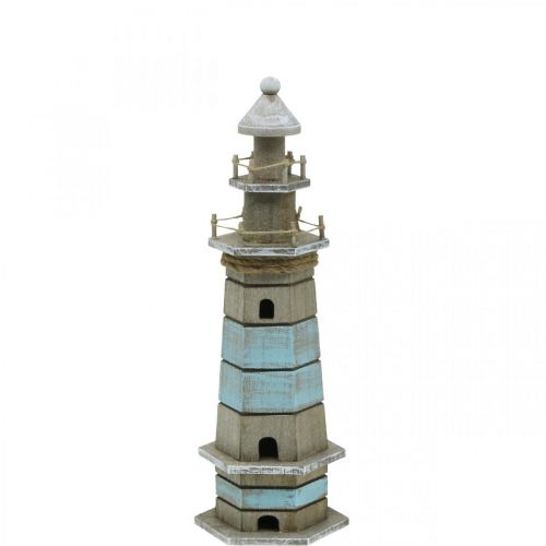 Floristik24 Træfyrtårn, maritim dekoration natur, blå og hvid shabby chic H35,5cm