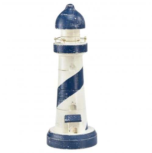Floristik24 Lighthouse Maritime borddekoration blå hvid Ø10,5cm H28,5cm