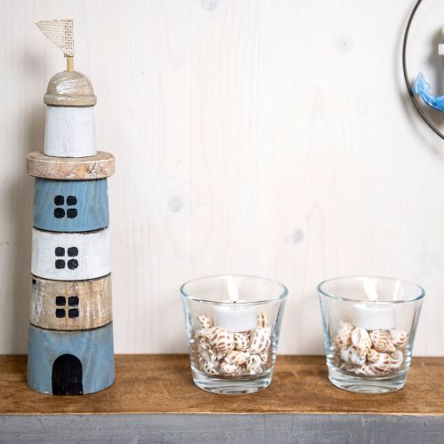 Floristik24 Træfyrtårn Maritime Træ Deco Blå Hvid H30,5cm