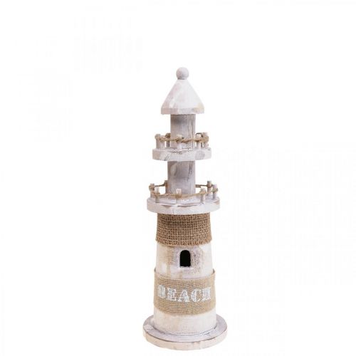 Floristik24 Træfyrtårn Maritime Træ Deco Hvid H25cm