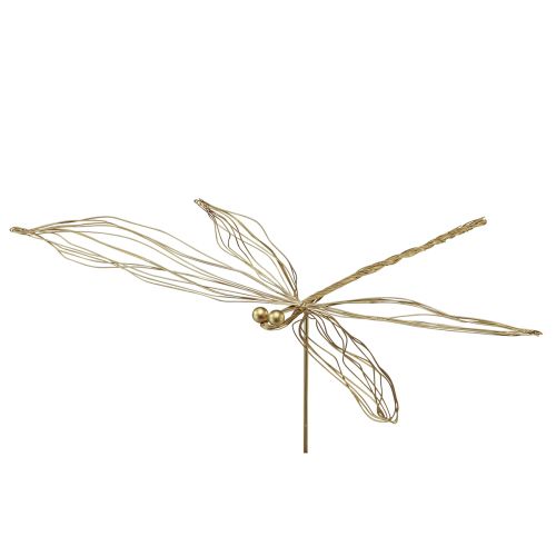 Dragonfly metal dekorativt blomsterstik sommer guld B28cm 2 stk
