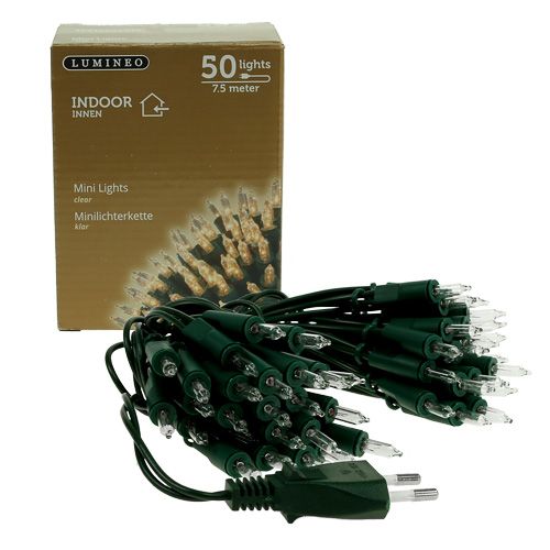 Floristik24 Lyskæde mini 50 7,5m til indvendig grøn/klar