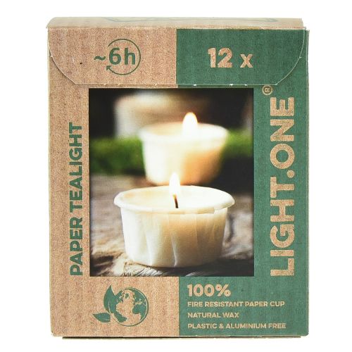 Floristik24 Light.one papir fyrfadslys naturlig plastikfri vegansk 12 stk