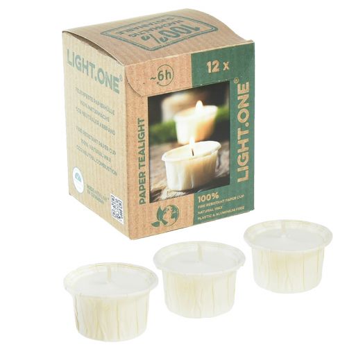 Floristik24 Light.one papir fyrfadslys naturlig plastikfri vegansk 12 stk