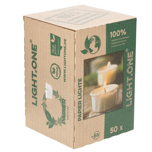 Artikel Fyrfadslys i papiromslag til festlige lejligheder og stemningsfulde øjeblikke Light One 4cm 50 stk.