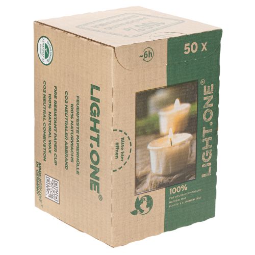 Artikel Fyrfadslys i papiromslag til festlige lejligheder og stemningsfulde øjeblikke Light One 4cm 50 stk.